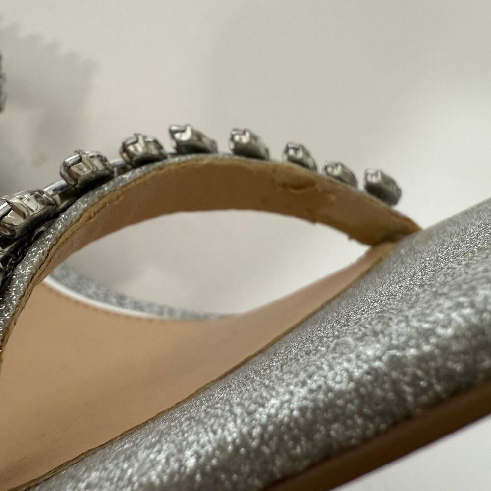 Jewel Badgley Mischka Women's Mayra Rhinestone Silver Evening Sandals Size 6 - Picture 8 of 9